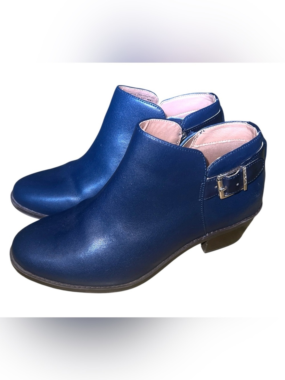 Vionic Millie Leather Ankle Boots Navy Blue Wide Size 7.5